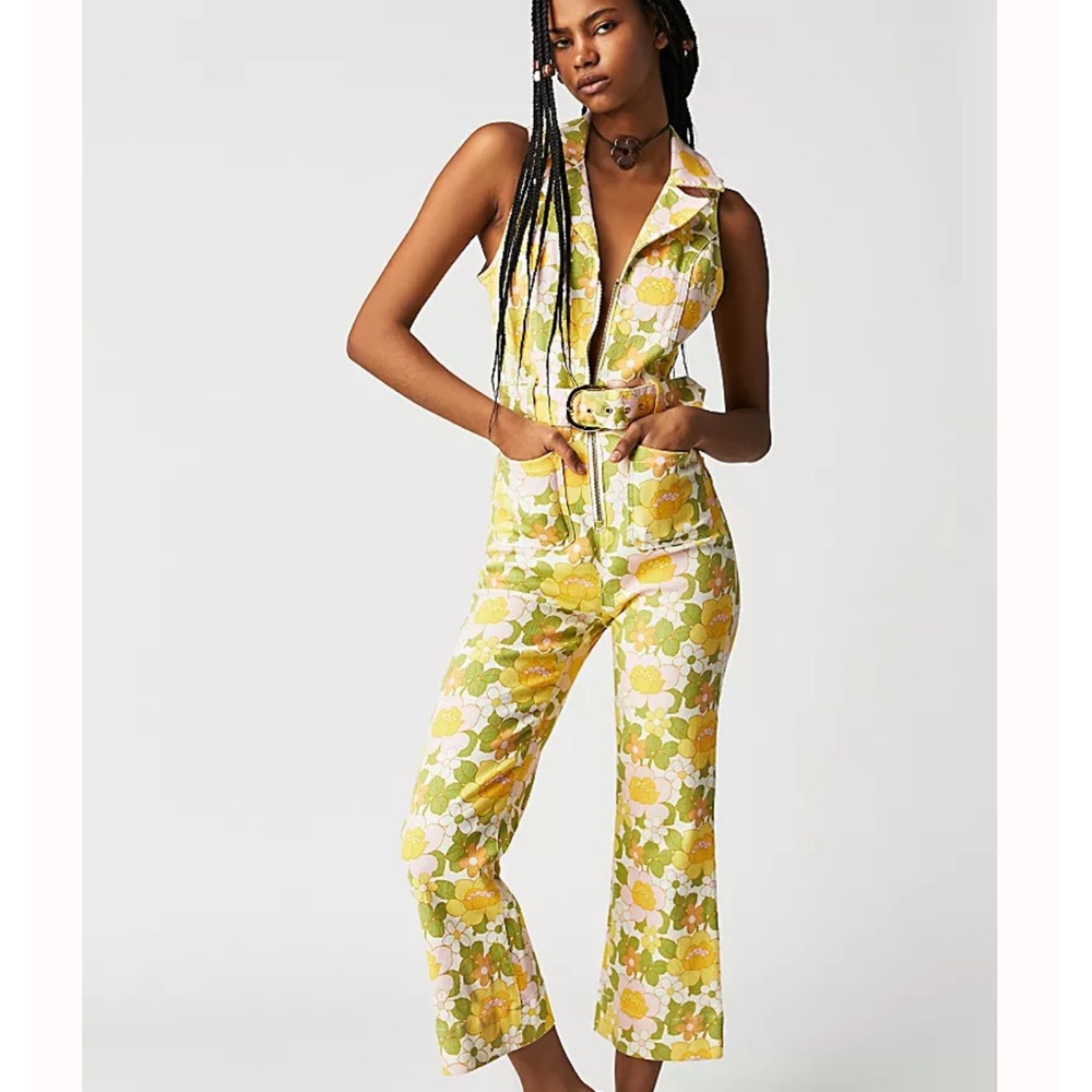 Show Me Your MuMu Floral Jumpsuit in Yellow and Green